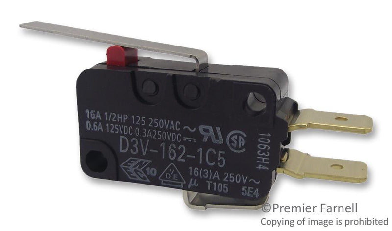 Omron V-162-1A5 BY OMI Microswitch Miniature Hinge Lever Spdt Solder Lug 16 A