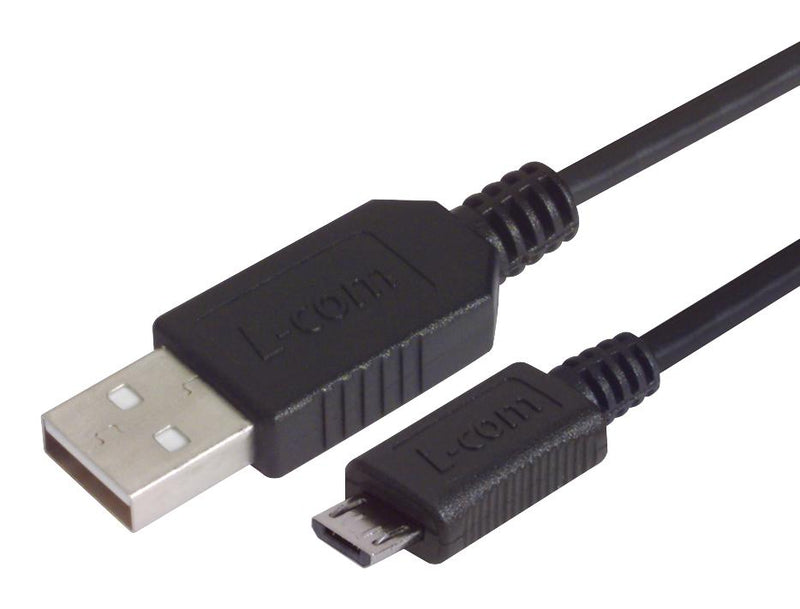 L-COM CSMUAZMICB-03M USB Cable Type A Plug to Micro B 300 mm 11.8 " 1.1 2.0 Black New