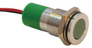 APEM Q14F3CXXG24E LED Panel Mount Indicator, Bright Chrome Bezel, Green, 14 mm, 24 VDC, 20 mA, 5 mcd, IP67