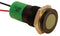 APEM Q14F3BXXG24E LED Panel Mount Indicator, Black Chrome Bezel, Green, 14 mm, 24 VDC, 20 mA, 5 mcd, IP67