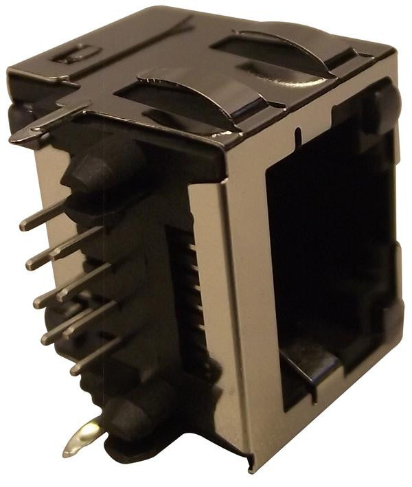 MOLEX 43860-0010 Modular Jack, R/A, Low Profile, InVerticaled, Shielded, All Panel Grounding Tabs, Lightpipes, 8/8