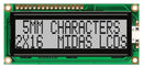 MIDAS MC21605G6W-GPR-V2 Alphanumeric LCD, 16 x 2, Black on Grey, 5V, Parallel, English, Japanese, Reflective