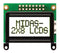 MIDAS MC20805B6W-FPTLW-V2 Alphanumeric LCD, 8 x 2, 5V, English, Japanese, Transflective