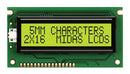 MIDAS MC21605A6WD-SPTLY-V2 Alphanumeric LCD, 16 x 2, Black on Yellow / Green, 5V, Parallel, English, Japanese, Transflective