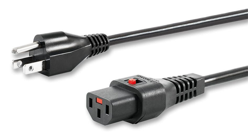 SCHAFFNER IL13-US1-SVT-3100-183 Mains Power Cord, IEC 60320 C13, Mains Plug, USA, NEMA 5-15P, 6 ft, 1.83 m, Black, IL 13 Series
