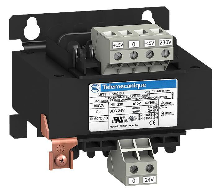 SCHNEIDER ELECTRIC ABT7ESM010B Isolation Transformer, Phaseo Economic, 100 VA, 1 x 230V, 24V, ABT7 ESM Series