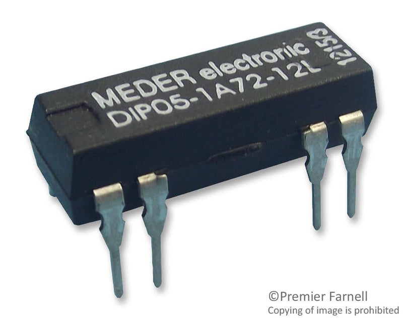 STANDEXMEDER DIP05-1A72-12D Reed Relay, SPST-NO, 5 VDC, Through Hole, 500 ohm, 1 A