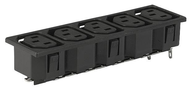 SCHURTER 0909.0041 Power Entry Connector, Receptacle, 250 VAC, 15 A, Panel Mount, Solder