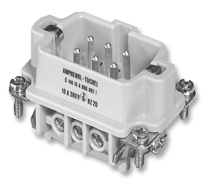 AMPHENOL SINE/TUCHEL C146 10A006 102 1 Heavy Duty Connector Insert, 6+PE Signal, Wire protection, Heavy Mate E Series, Plug, E6