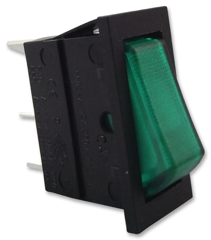 ARCOLECTRIC C5503ALNAK Rocker Switch, Illuminated, SPST, On-Off, Panel, 16 A