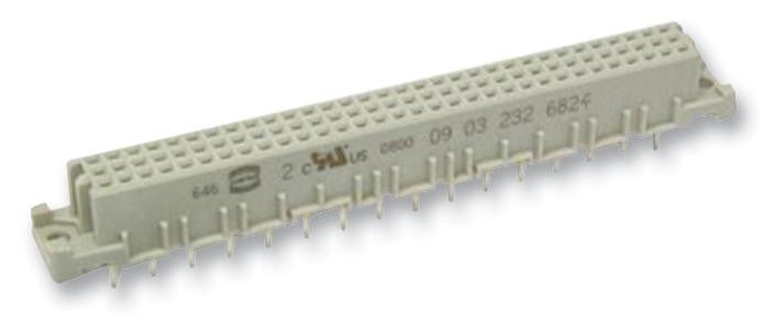 HARTING 09 03 232 6824 DIN 41612 Connector, DIN Signal Series, 32 Contacts, Receptacle, 2.54 mm, 2 Row, a + c