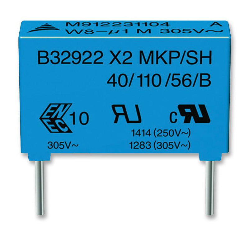 EPCOS B32922C3474M000 Film Capacitor, 0.47 &micro;F, X2, 305 V, PP (Polypropylene), &plusmn; 20%