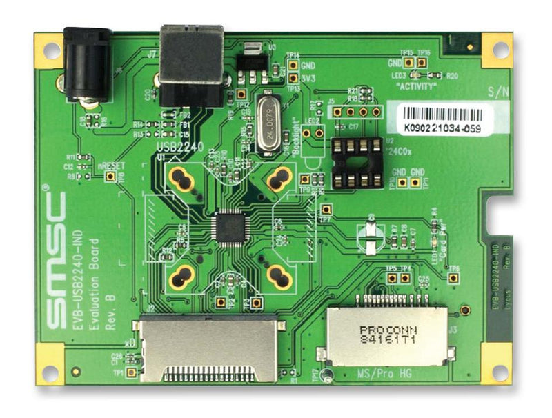 MICROCHIP EVB-USB2240-IND Evaluation Board, Ultra Fast USB2.0 Multi-Slot Flash Media Controller, SD, Multimedia Card