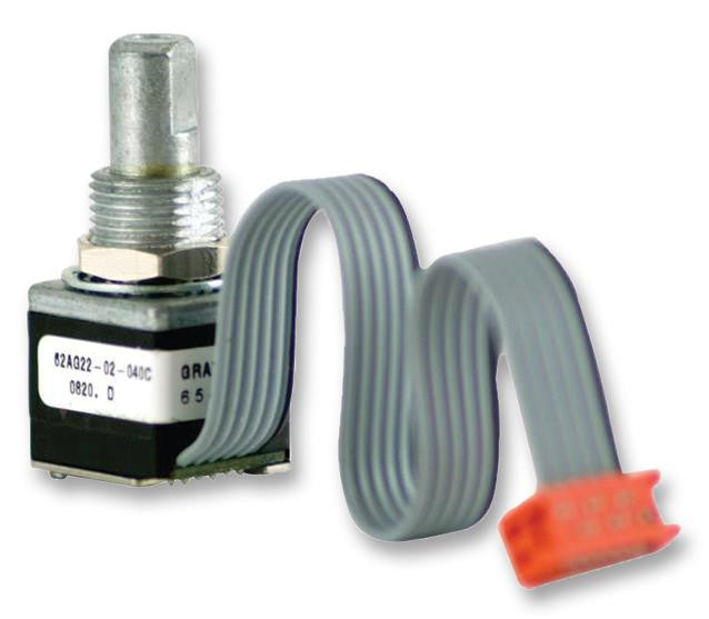 GRAYHILL 62AG22-L5-040C Incremental Rotary Encoder, Optical, With Pushbutton, 100rpm, 16 Detents, 5 VDC, 4" Cable