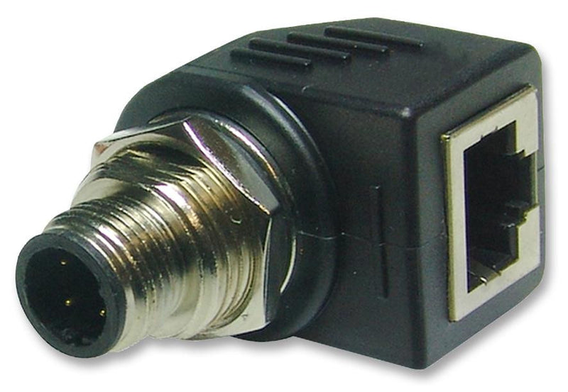AMPHENOL SINE/TUCHEL RJS-12D04FM-RS8001 ADAPTOR, M12 PLUG TO RJ45, R/A