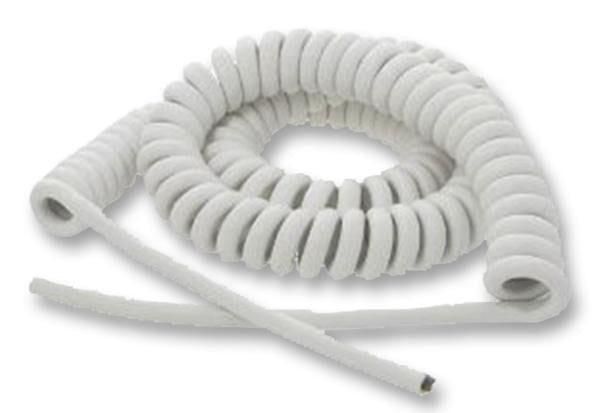 PRO POWER PP000647 Multicore Unscreened Cable, Retractile Coiled, White, 3 Core, 3.61 ft, 1.1 m