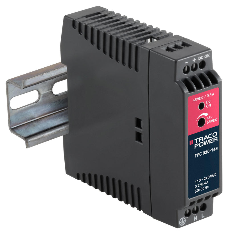 TRACOPOWER TPC 030-105 AC/DC DIN Rail Power Supply (PSU), Industrial, 1 Output, 20 W, 5 VDC, 4 A