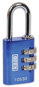 KASP SECURITY K10530BLUD LOCK, COMBI, ALUMINIUM, 30MM, BLUE