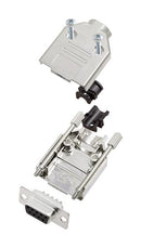 Amphenol ICC (COMMERCIAL PRODUCTS) L17DTPK-M-09+L77SDE09S D Sub Connector With Backshell DB9 9 Contacts Receptacle Solder DE DTPK-M Series Steel Body