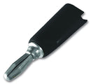 JOHNSON 108-1083-001 Banana Test Connector, Plug, Cable Mount, 15 A, 3.5 kV, Nickel Plated Contacts, Black