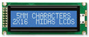 MIDAS MC21605J6W-BNMLW-V2 Alphanumeric LCD, 16 x 2, White on Blue, 5V, Parallel, English, Japanese, Transmissive