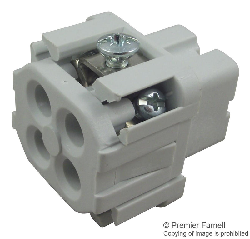 AMPHENOL SINE/TUCHEL C146 10B003 002 4 Heavy Duty Connector Insert, 3+PE Signal, Heavy Mate A Series, Receptacle, A3/4, 4 Contacts