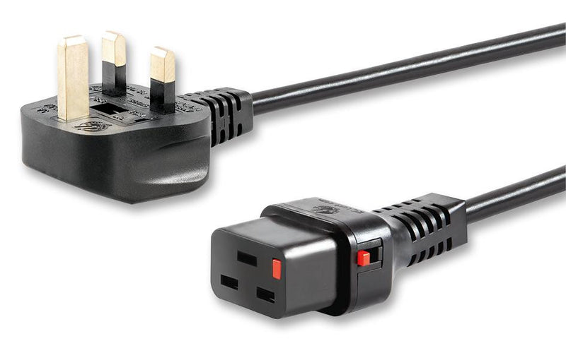 SCHAFFNER IL19-UK1-H05-3150-200 Mains Power Cord, IEC 60320 C19, Mains Plug, UK, 6.56 ft, 2 m, Black