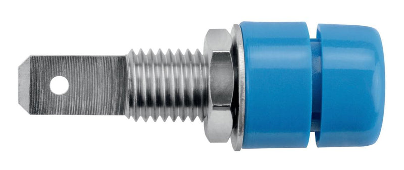Schutzinger IBU 5568 NI / BL Banana Test Connector Jack Panel Mount 32 A 70 VDC Nickel Plated Contacts Blue
