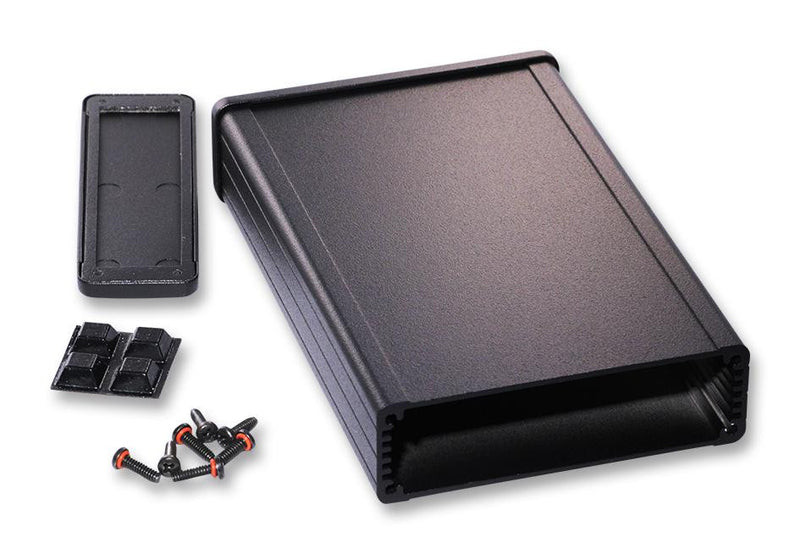 HAMMOND 1457N1202BK Enclosure, Watertight, Extruded, EMI / RFI, Flanged, Anodised, IP54, Instrument, 120 mm, 104 mm