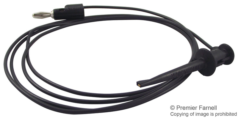 POMONA 3782-60-0 Minigrabber&reg; Test Clip to Stacking Banana plug, 60", Black