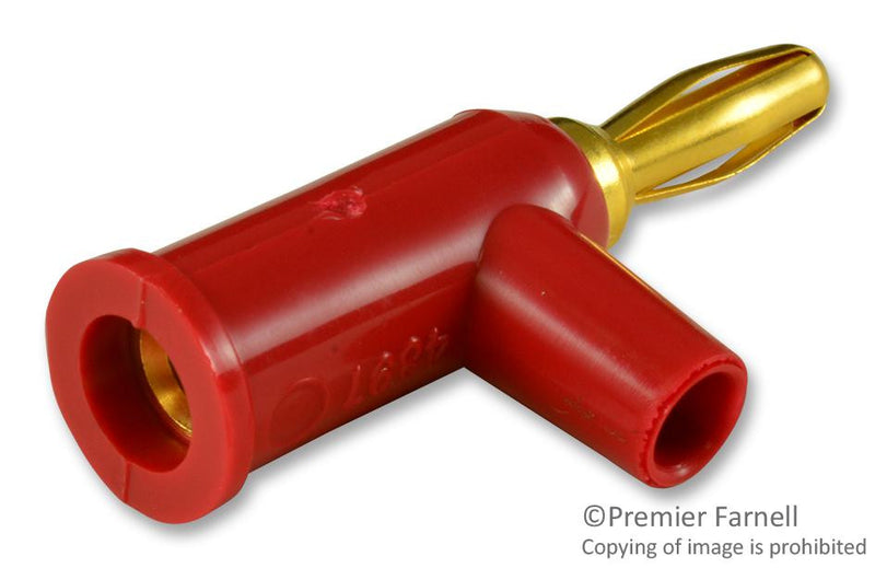 POMONA 4897-2 Banana Test Connector, Plug, Panel Mount, 15 A, 5 kV, Nickel Plated Contacts, Red