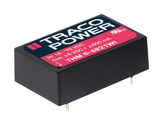 TRACOPOWER THM 6-2411WI Isolated Board Mount DC/DC Converter, Regulated, DIP, Fixed, Through Hole, 6 W, 5 V, 1.2 A