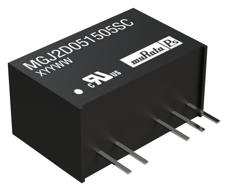 MURATA POWER SOLUTIONS MGJ2D241505SC Isolated Board Mount DC/DC Converter, Gate Drive, Fixed, 2 Output, 21.6 V, 26.4 V, 2 W, 15 V