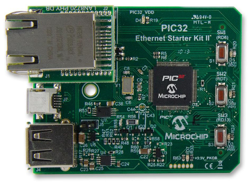 MICROCHIP DM320004-2 Starter Kit Development Board, On-board Crystal, HOST Mode Power Jumper, 32kHz Oscillator