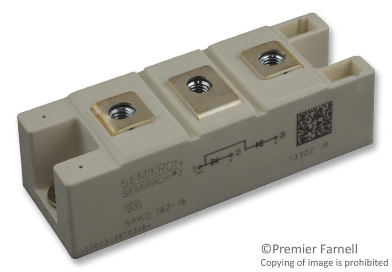 SEMIKRON SKKD 162/16 Diode Module, 1.6 kV, 195 A, 1.5 V, Dual Series, SKKD Series