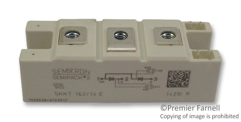 SEMIKRON SKKT 162/14 E Thyristor, 1.4 kV, 156 A, 250 A, Module, 7 Pins