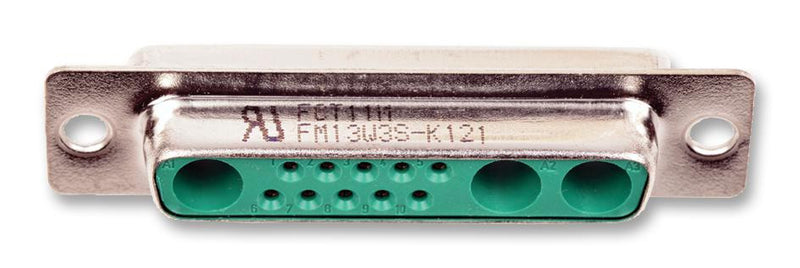 FCT - A MOLEX COMPANY FM13W3SA-K121 Combination Layout D Sub Connector, FM Series, DB-13W3, Receptacle, 10 Contacts, 3, Solder