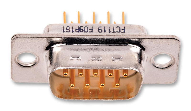 FCT - A MOLEX COMPANY F09P1G1 D Sub Connector, 9 Contacts, Plug, DE, Steel Body, Through Hole