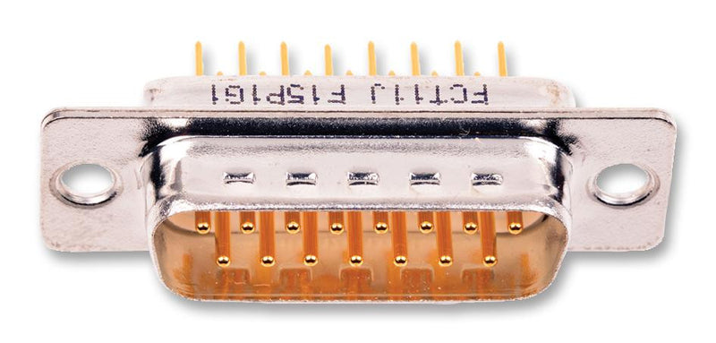 FCT - A MOLEX COMPANY F15P1G1 D Sub Connector, 15 Contacts, Plug, DA, Steel Body, Through Hole