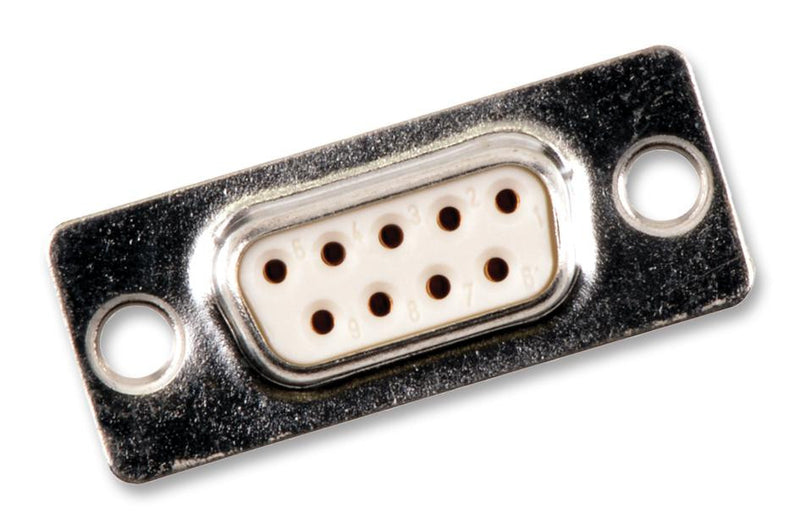 FCT - A MOLEX COMPANY F09S0G2 D Sub Connector, 9 Contacts, Receptacle, DE, Steel Body, Solder