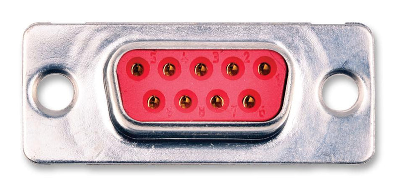 FCT - A MOLEX COMPANY F09SA-K700 Standard D Sub Connector, 9 Contacts, Receptacle, DE, Brass Body, Solder