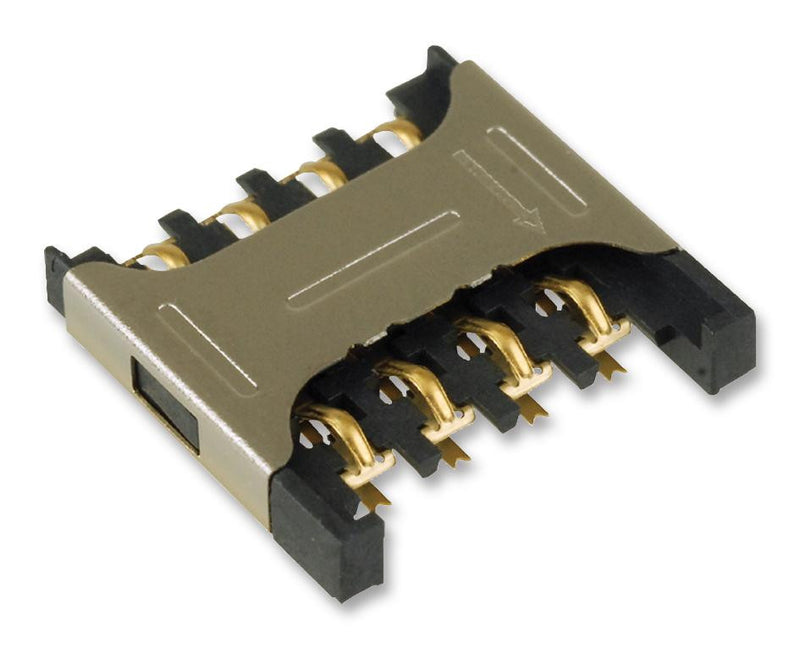 GCT (GLOBAL CONNECTOR TECHNOLOGY) SIM7050-8-0-00-A Memory Socket, SIM7050 Series, Micro SIM, 8 Contacts, Phosphor Bronze, Gold Plated Contacts