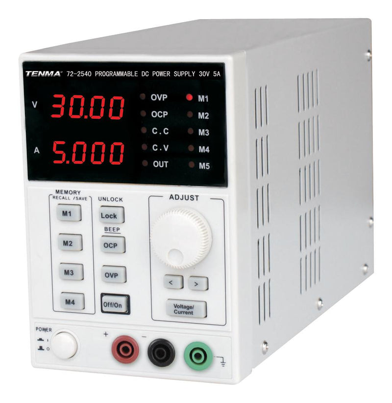 TENMA 72-2540 Single Output DC Bench Power Supply with RS-232 and USB Interfaces - 30V, 5A