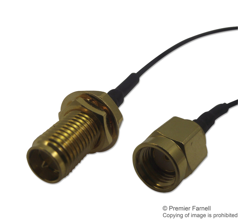 MULTICOMP MC000789 RF / Coaxial Cable Assembly, RP-SMA Bulkhead Jack, RP-SMA Straight Plug, 1.37mm, 50 ohm, 3.937 "
