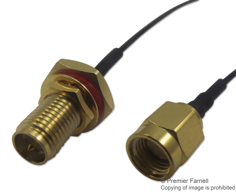 MULTICOMP MC000792 RF / Coaxial Cable Assembly, RP-SMA Bulkhead Jack, RP-SMA Straight Plug, 1.37mm, 50 ohm, 3.937 "