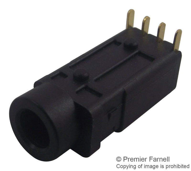 LUMBERG 1503 16 Phone Audio Connector, 4 Contacts, Jack, 3.5 mm, PCB Mount, Gold Plated Contacts, Plastic Body