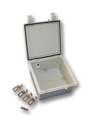 BUD INDUSTRIES NBF32310 Plastic Enclosure, Flame Retardent, Wall Mount, PBT, Polycarbonate, 150 mm, IP65, NEMA 1, 2, 4, 4X