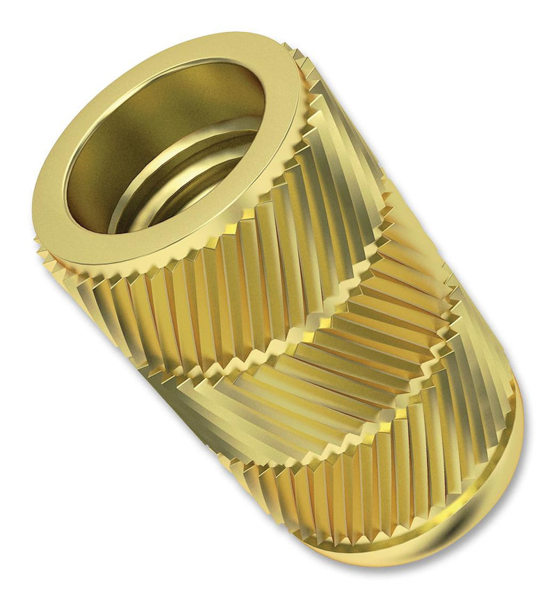 TR FASTENINGS M3-UHBRFLSF Insert, Blind, Flow-Sert&trade;, Brass, Unheaded, 7.3mm x 4.7mm, M3, Pack of 100