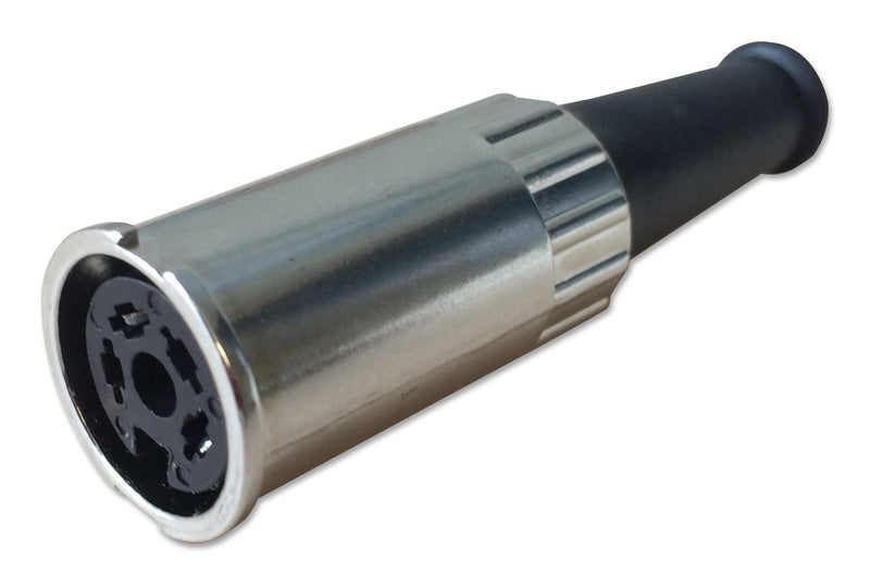 VIDEK 71506-040/0800 DIN Audio / Video Connector, 4 Contacts, Jack, Cable Mount, Tin Plated Contacts, Metal Body