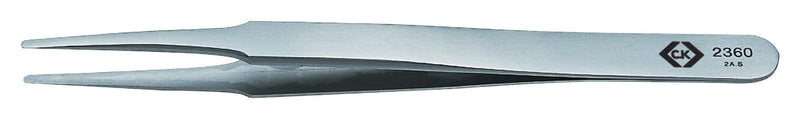 CK TOOLS T2360 Tweezer, Flat Round Tip, Precision, 120 mm, Stainless Steel Body, Stainless Steel Tip